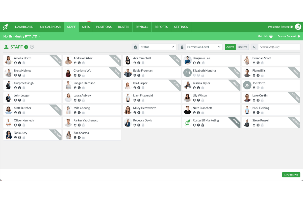 RosterElf staff tab