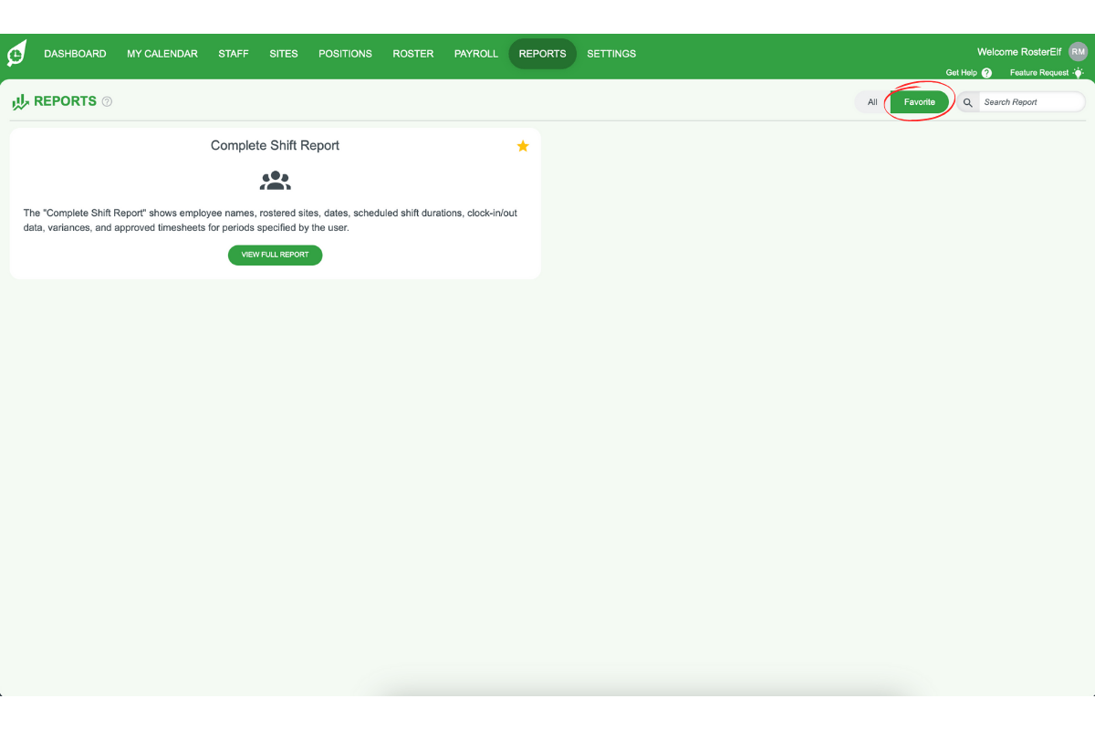 RosterElf - switching between all reports and favourites