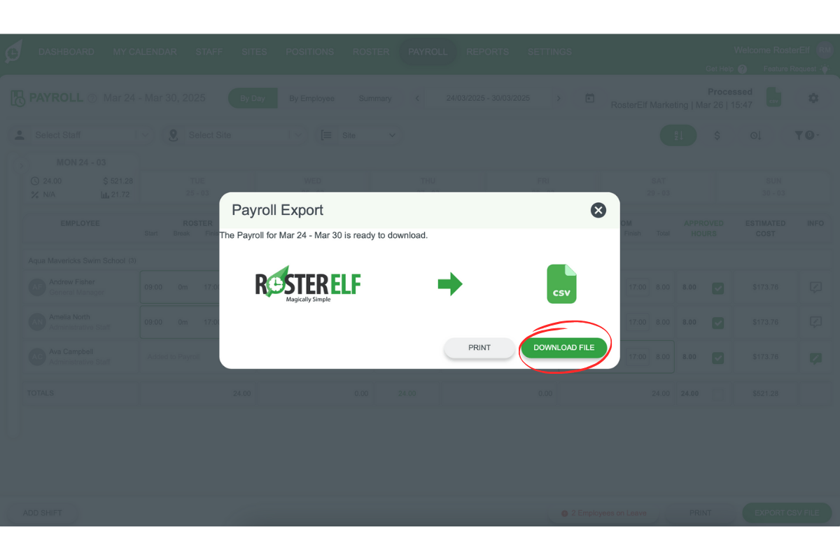 Screenshot illustrating the Download File option