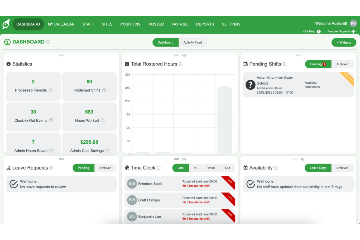 Screenshot of navigating to the Dashboard from the account's main menu