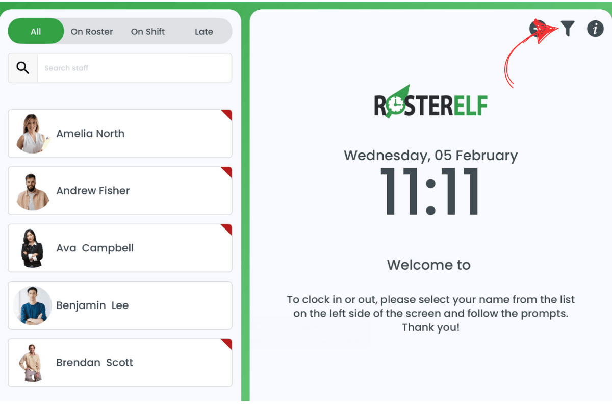 Screenshot of the filter (hourglass) icon to open the advanced filter