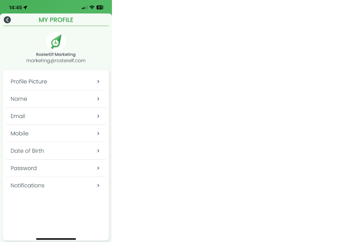 Editable personal details in My Profile