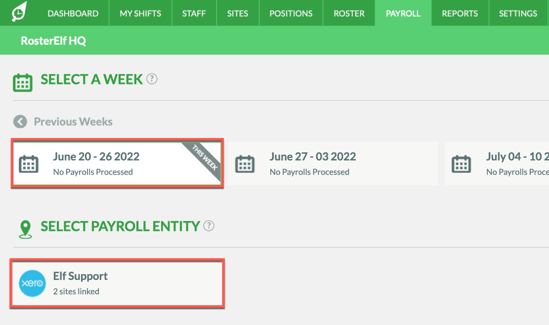 Payroll Select A Week Xero 
